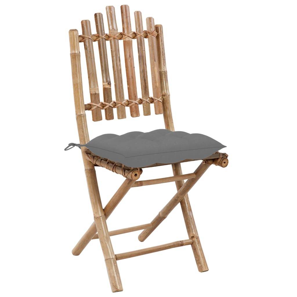 vidaXL Klappbare Gartenstühle 2 Stk. mit Kissen Bambus