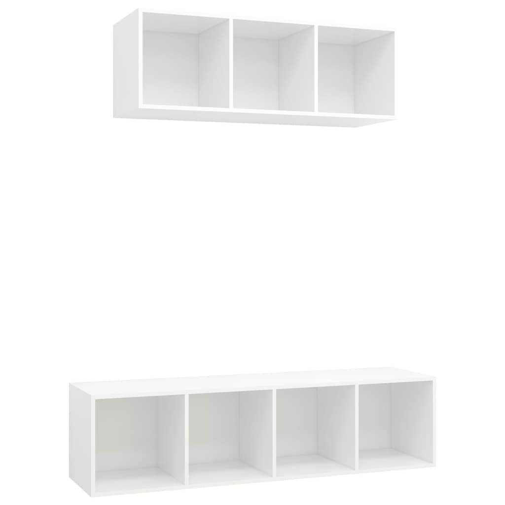 vidaXL 2-tlg. TV-Schrank-Set Weiß Holzwerkstoff