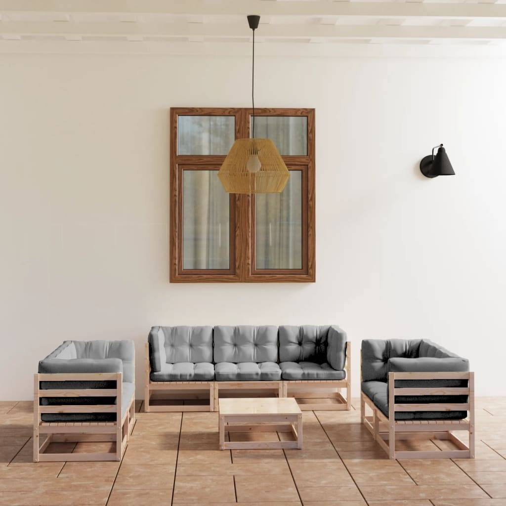 vidaXL 8-tlg. Garten-Lounge-Set mit Kissen Kiefer Massivholz