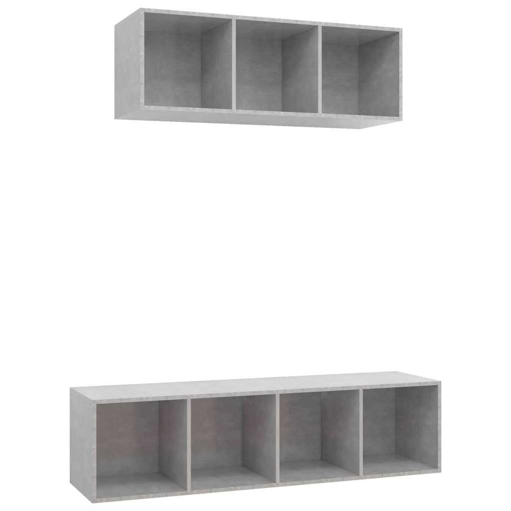 vidaXL 2-tlg. TV-Schrank-Set Betongrau Holzwerkstoff