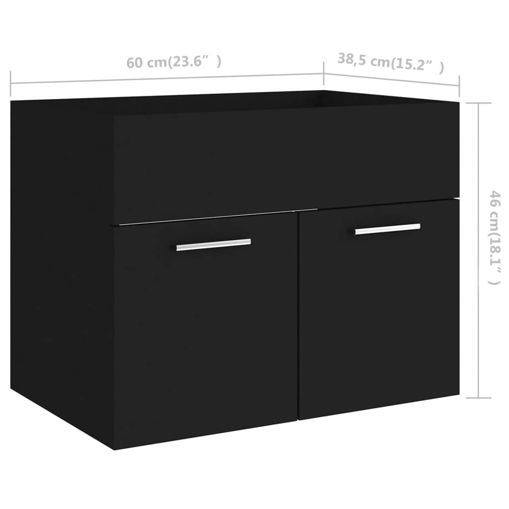 vidaXL Badmöbel-Set Schwarz Holzwerkstoff
