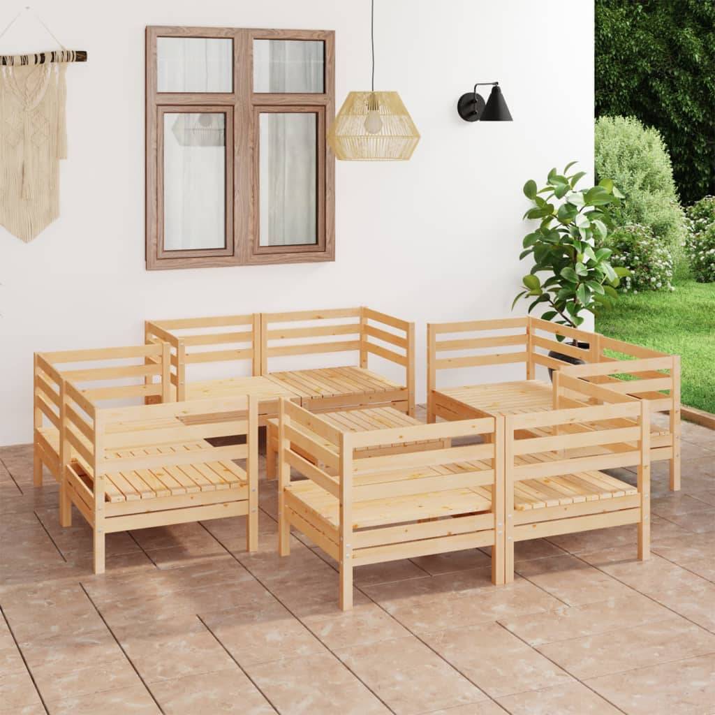 vidaXL 9-tlg. Garten-Lounge-Set Kiefer Massivholz