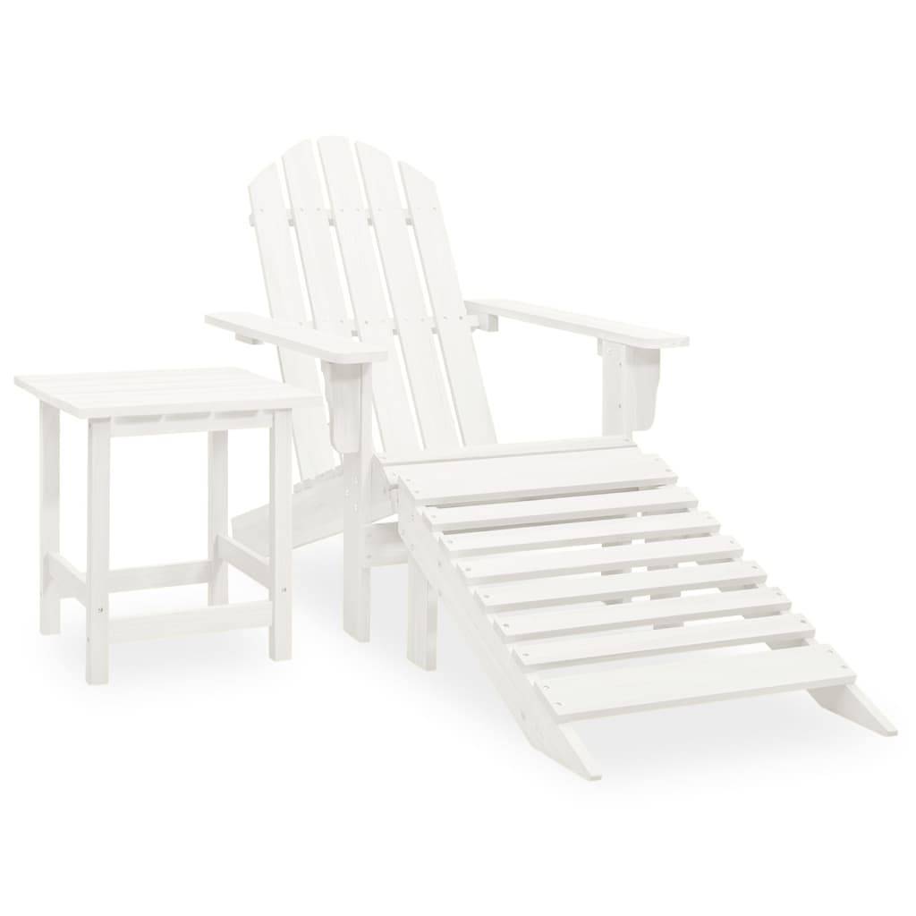vidaXL Adirondack-Gartenstuhl mit Fußstütze & Tisch Tannenholz Weiß