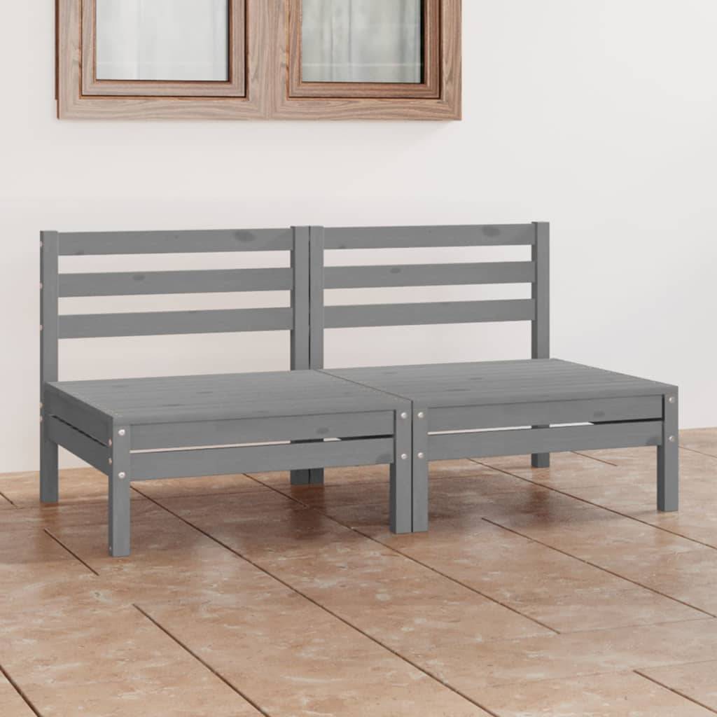 vidaXL 2-Sitzer-Gartensofa Grau Kiefer Massivholz