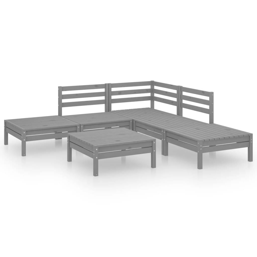 vidaXL 6-tlg. Garten-Lounge-Set Massivholz Kiefer Grau