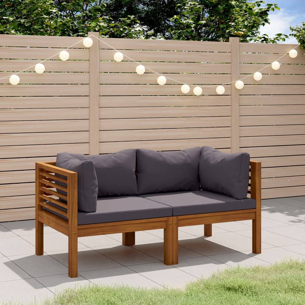 vidaXL 2-Sitzer-Gartensofa mit Kissen Massivholz Akazie