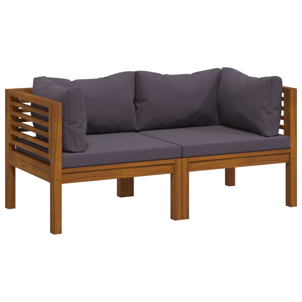 vidaXL 2-Sitzer-Gartensofa mit Kissen Massivholz Akazie