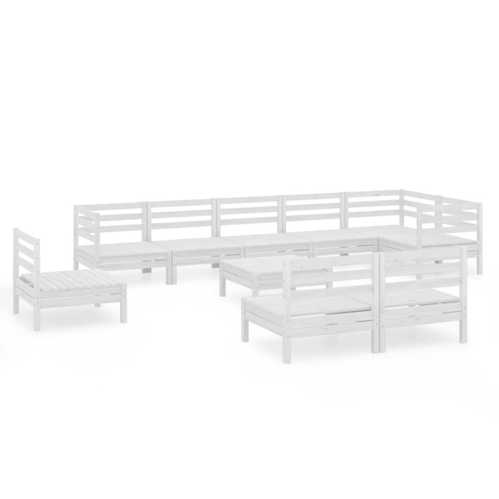 vidaXL 10-tlg. Garten-Lounge-Set Massivholz Kiefer Weiß