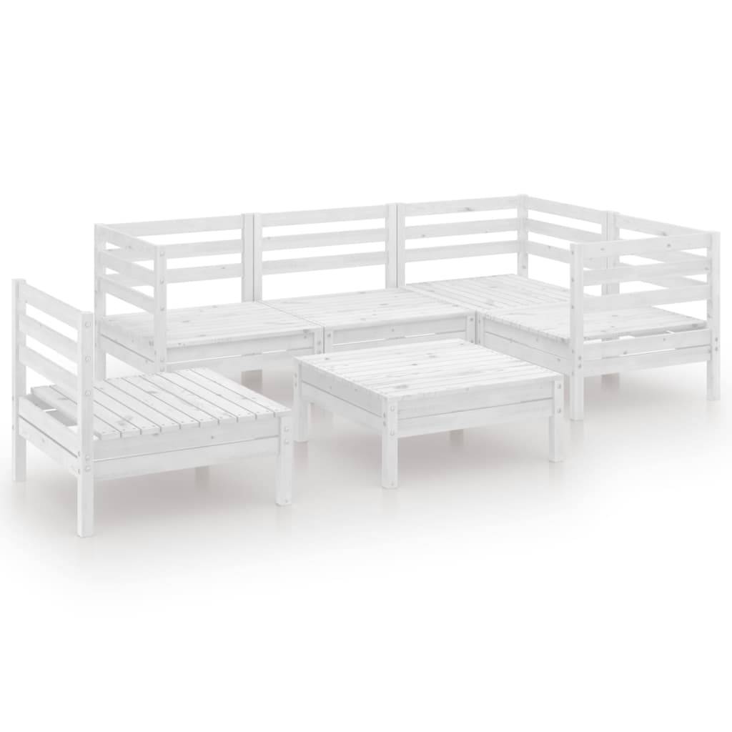 vidaXL 6-tlg. Garten-Lounge-Set Massivholz Kiefer Weiß