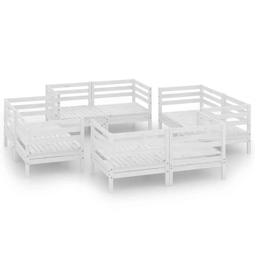 vidaXL 8-tlg. Garten-Lounge-Set Weiß Kiefer Massivholz