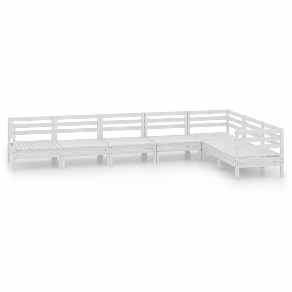 vidaXL 7-tlg. Garten-Lounge-Set Massivholz Kiefer Weiß
