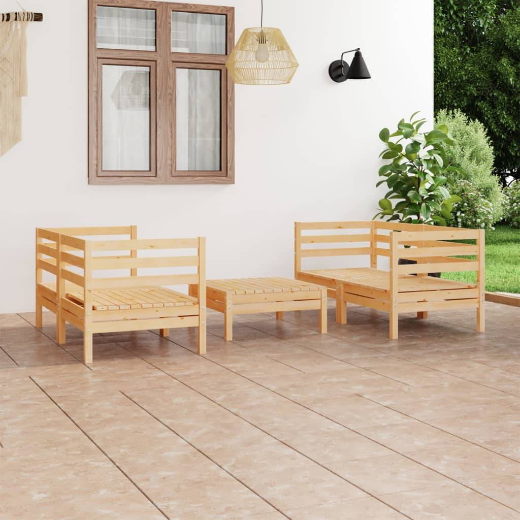 vidaXL 5-tlg. Garten-Lounge-Set Kiefer Massivholz
