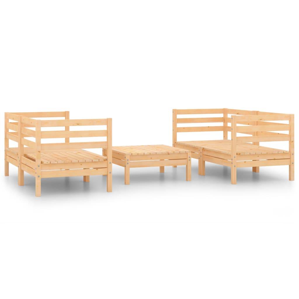 vidaXL 5-tlg. Garten-Lounge-Set Kiefer Massivholz