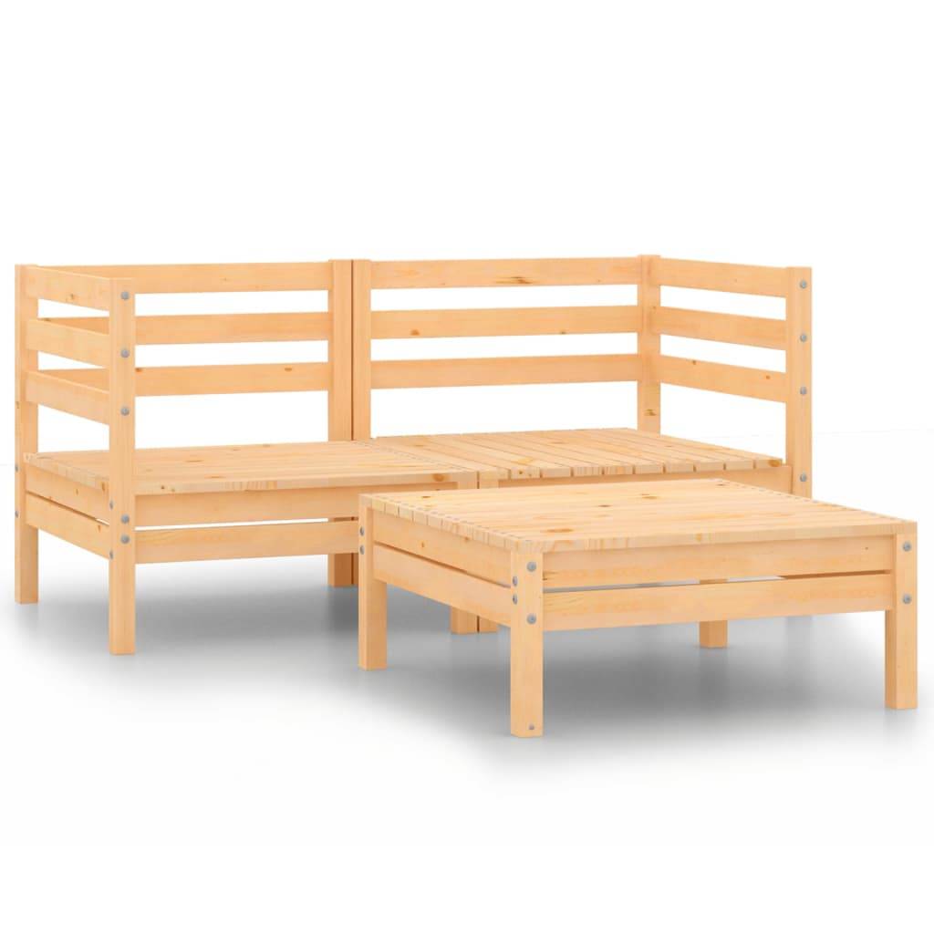 vidaXL 3-tlg. Garten-Lounge-Set Kiefer Massivholz