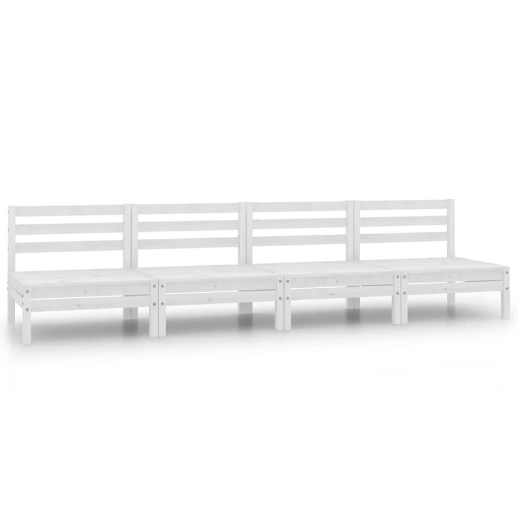 vidaXL 4-tlg. Garten-Lounge-Set Weiß Kiefer Massivholz