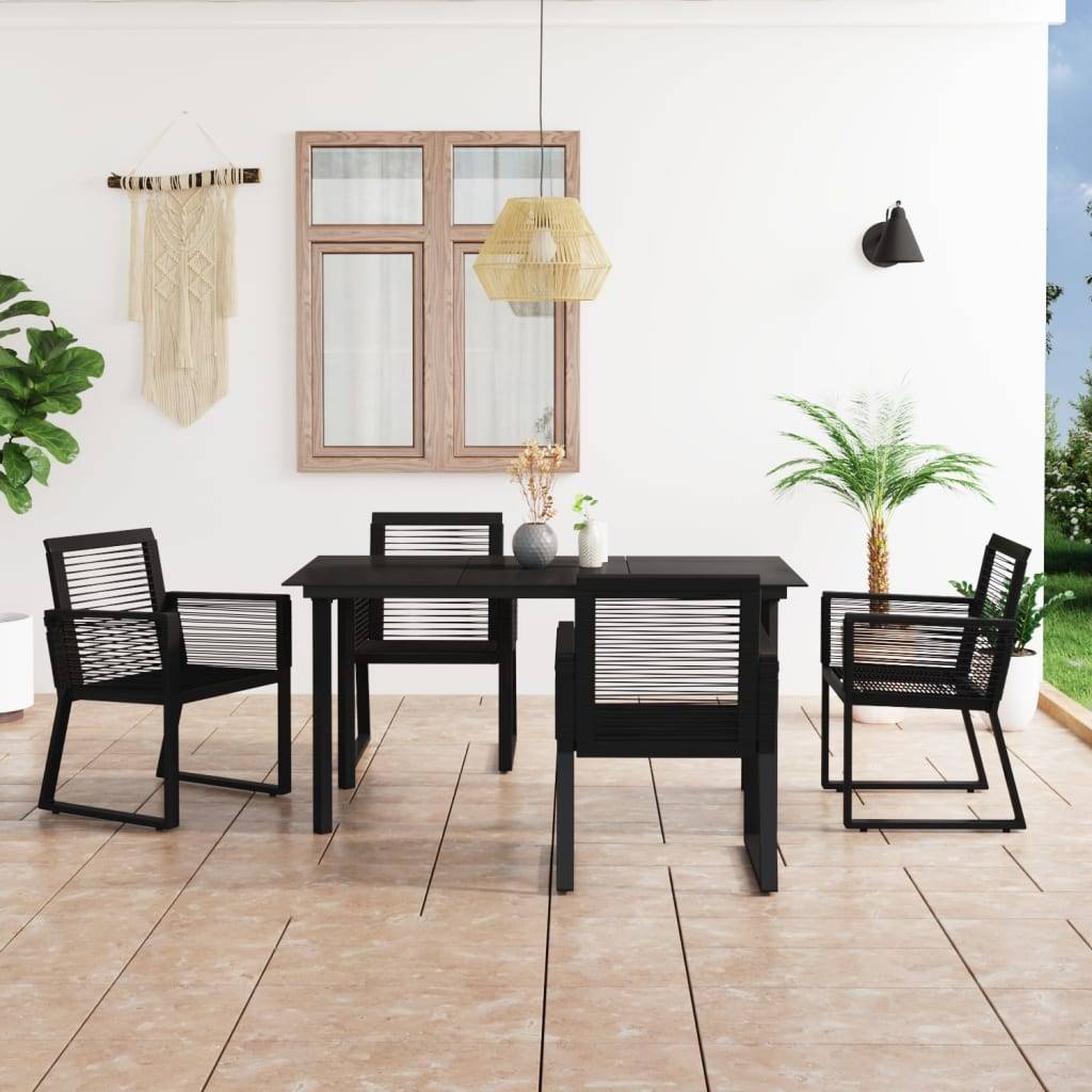 vidaXL 5-tlg. Garten-Essgruppe PVC Rattan Schwarz