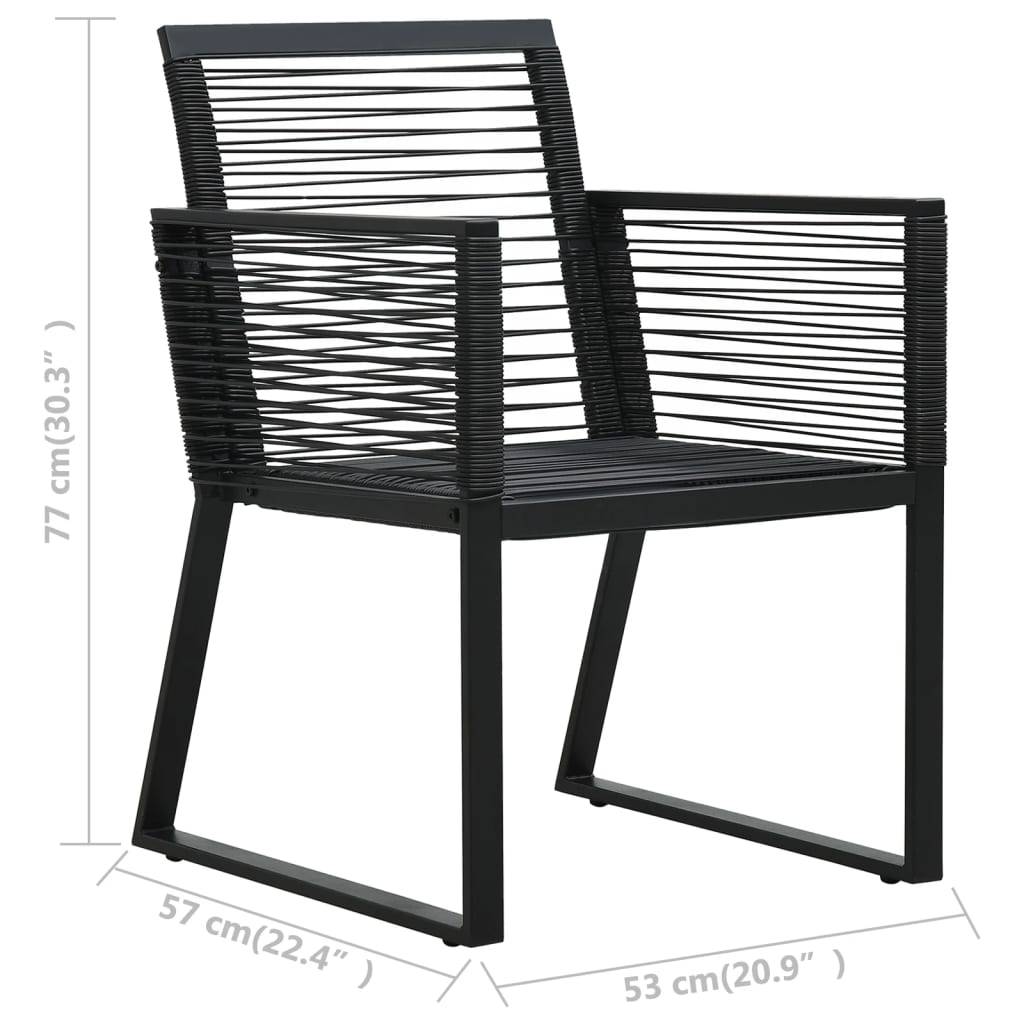 vidaXL Gartenstühle 2 Stk. Schwarz PVC Rattan