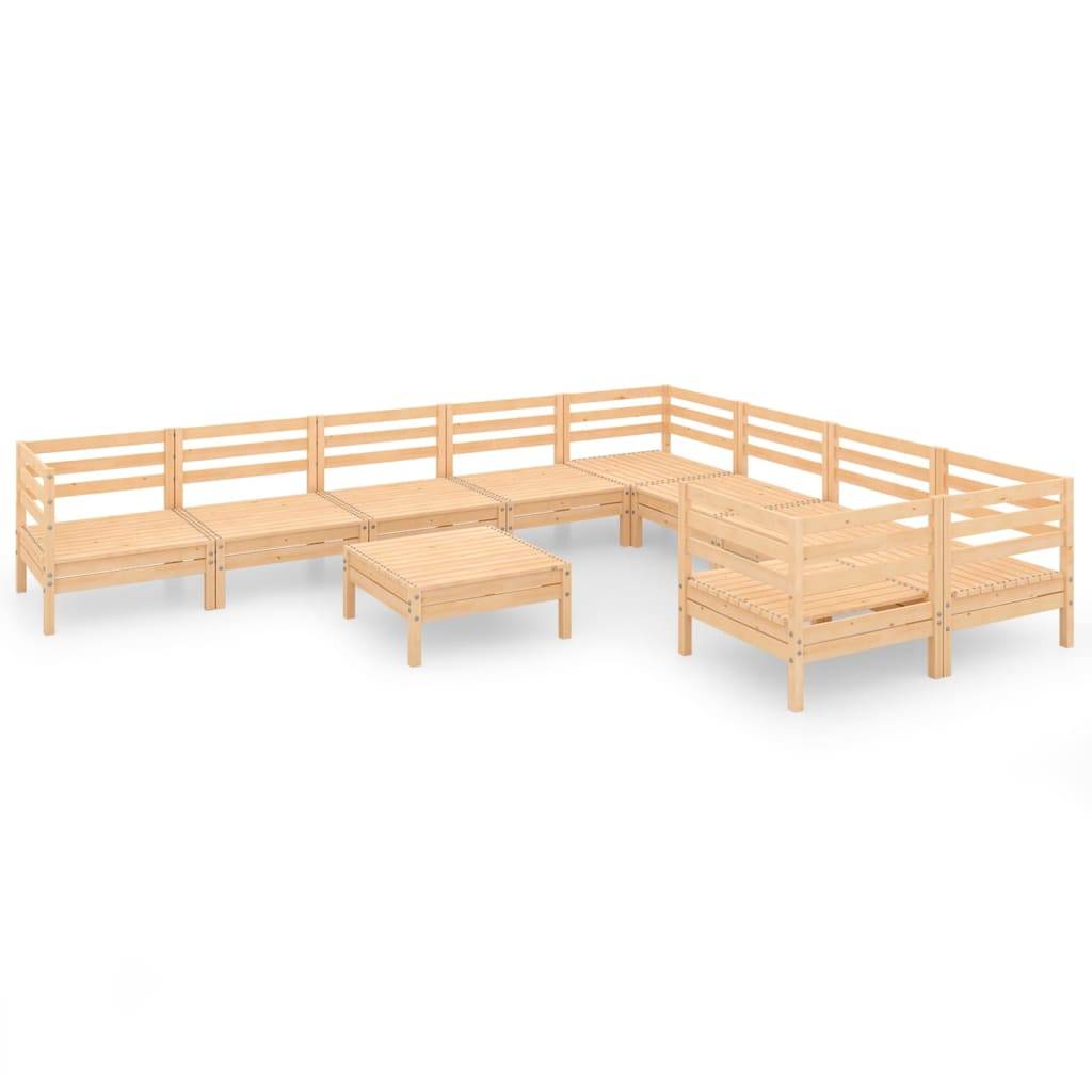 vidaXL 10-tlg. Garten-Lounge-Set Massivholz Kiefer