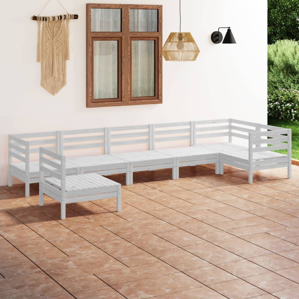 vidaXL 7-tlg. Garten-Lounge-Set Massivholz Kiefer Weiß