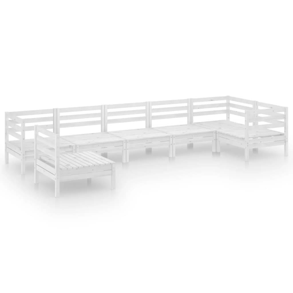 vidaXL 7-tlg. Garten-Lounge-Set Massivholz Kiefer Weiß