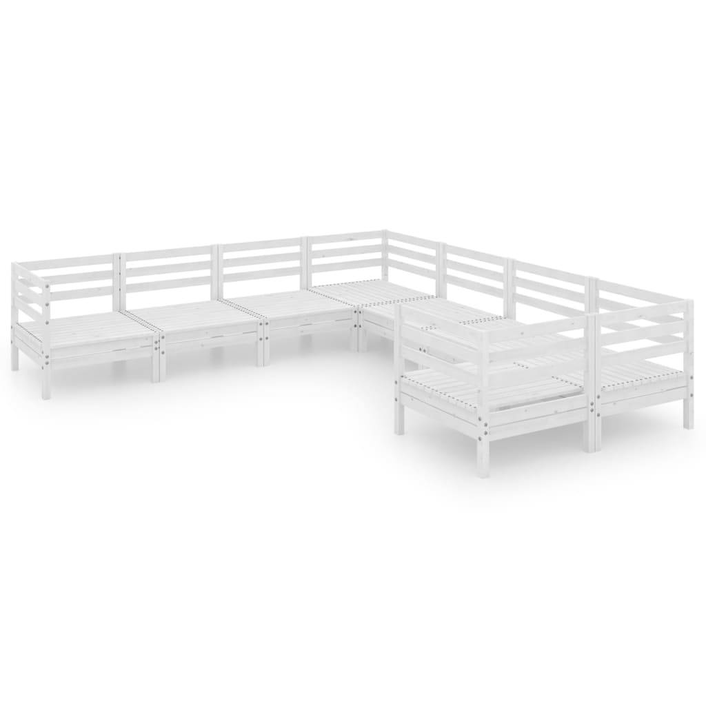 vidaXL 8-tlg. Garten-Lounge-Set Massivholz Kiefer Weiß
