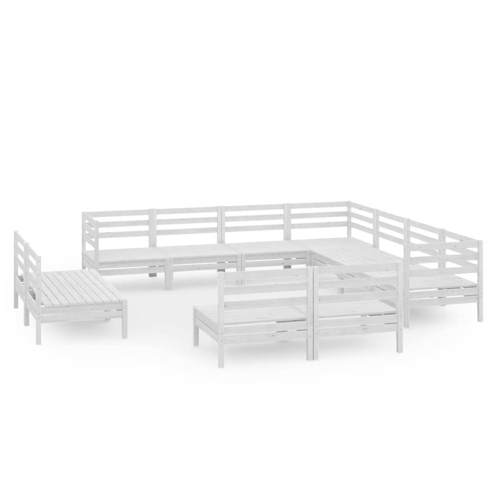 vidaXL 11-tlg. Garten-Lounge-Set Massivholz Kiefer Weiß