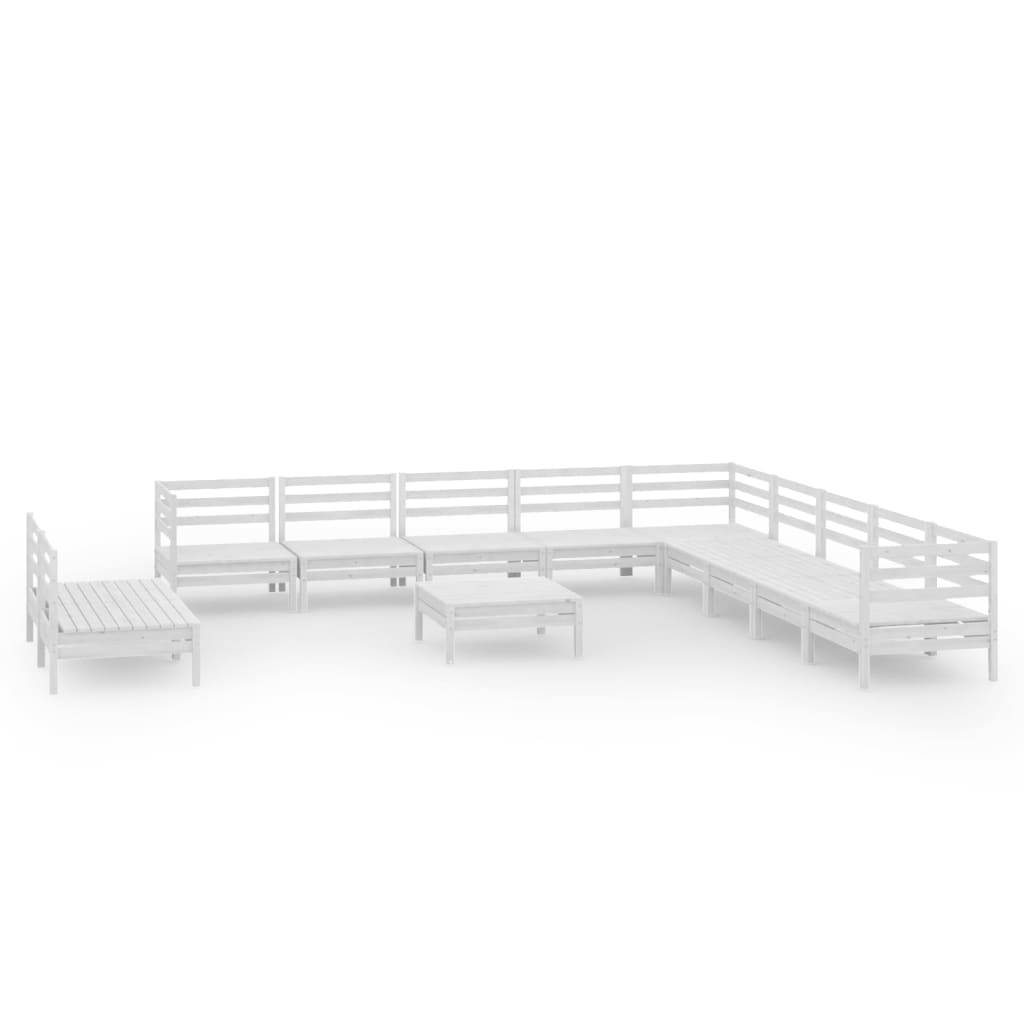 vidaXL 12-tlg. Garten-Lounge-Set Massivholz Kiefer Weiß
