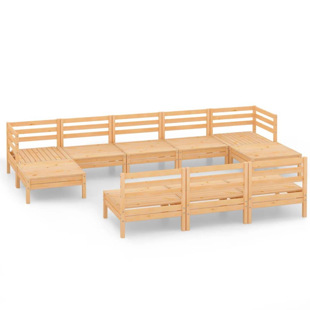 vidaXL 10-tlg. Garten-Lounge-Set Massivholz Kiefer