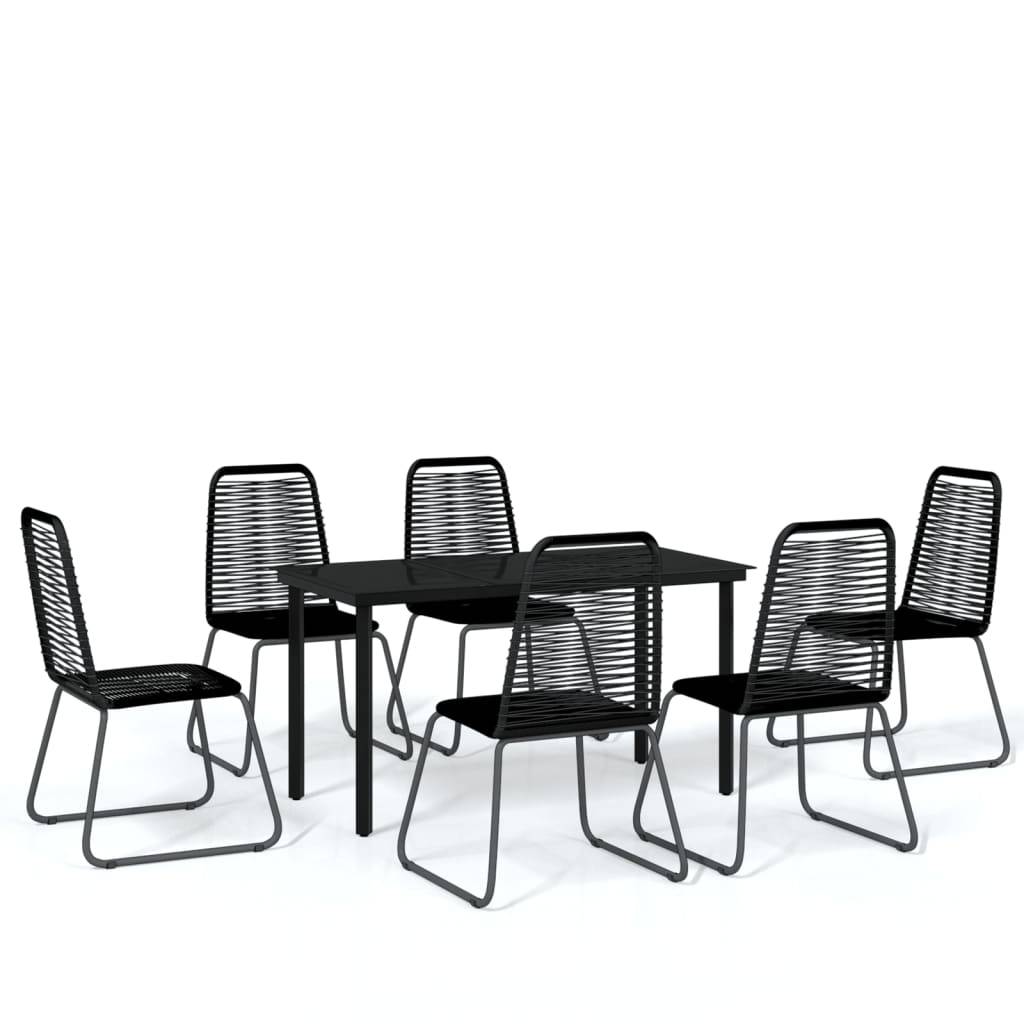 vidaXL 7-tlg. Garten-Essgruppe Schwarz