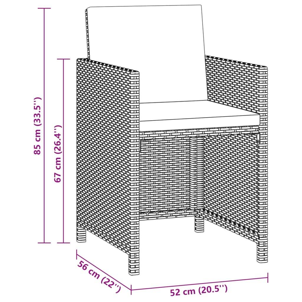 vidaXL 3-tlg. Garten-Essgruppe mit Kissen Poly Rattan Grau