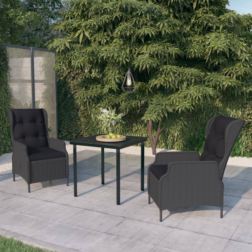 vidaXL 3-tlg. Garten-Essgruppe Dunkelgrau