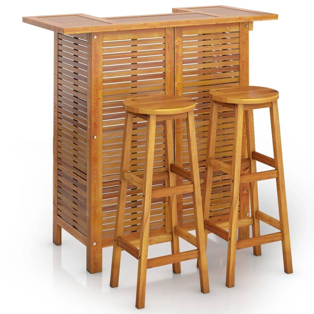 vidaXL 3-tlg. Gartenbar-Set Massivholz Akazie