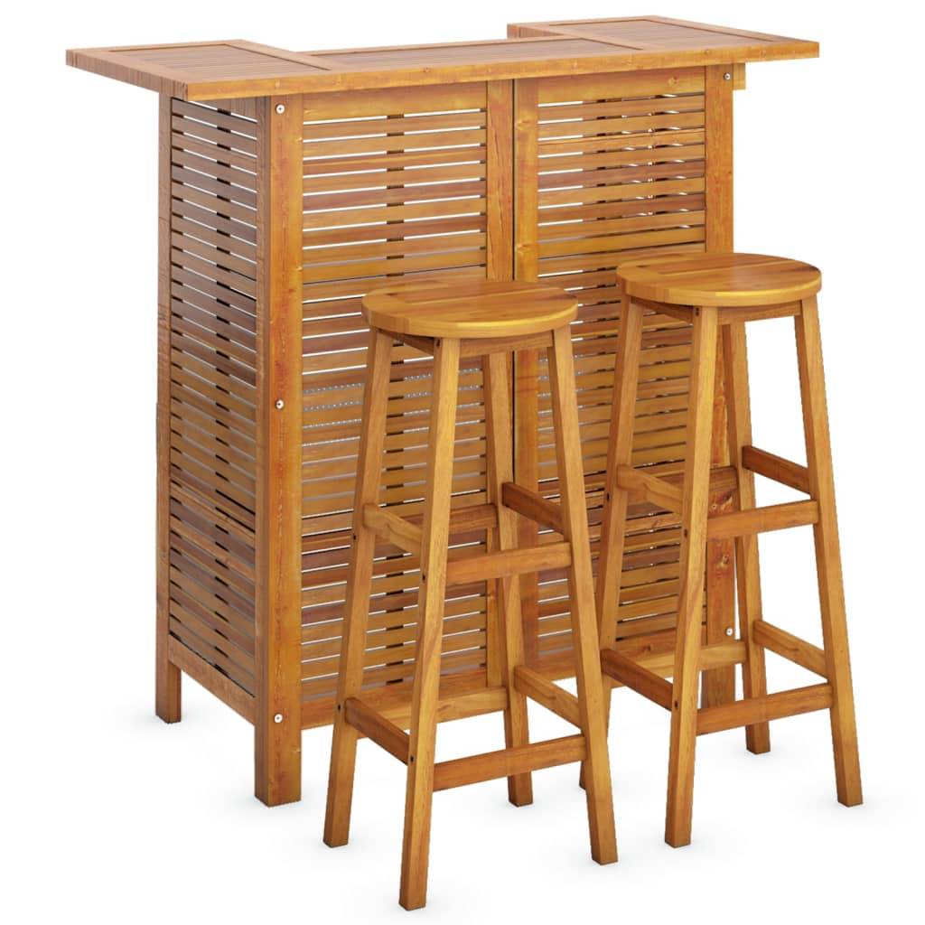 vidaXL 3-tlg. Gartenbar-Set Massivholz Akazie