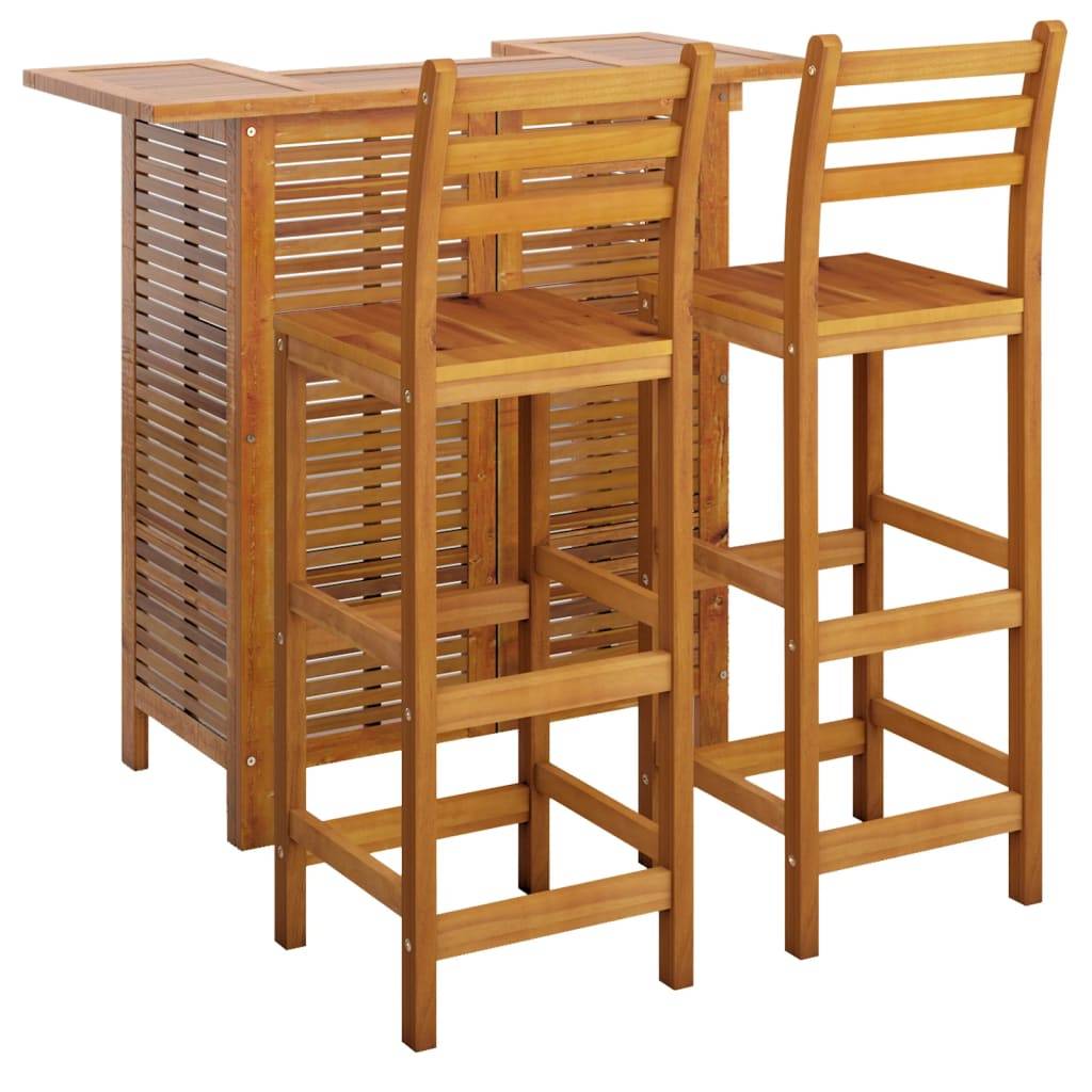 vidaXL 3-tlg. Gartenbar-Set Massivholz Akazie