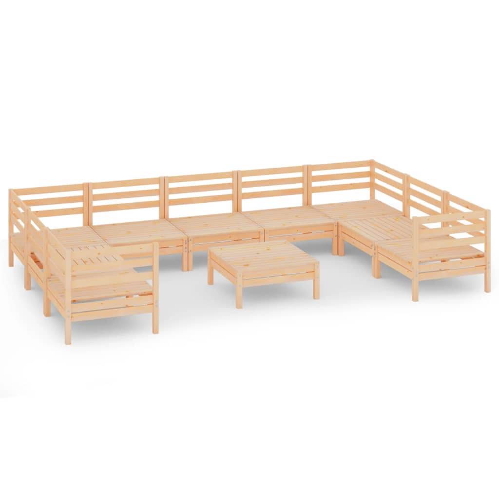 vidaXL 10-tlg. Garten-Lounge-Set Massivholz Kiefer