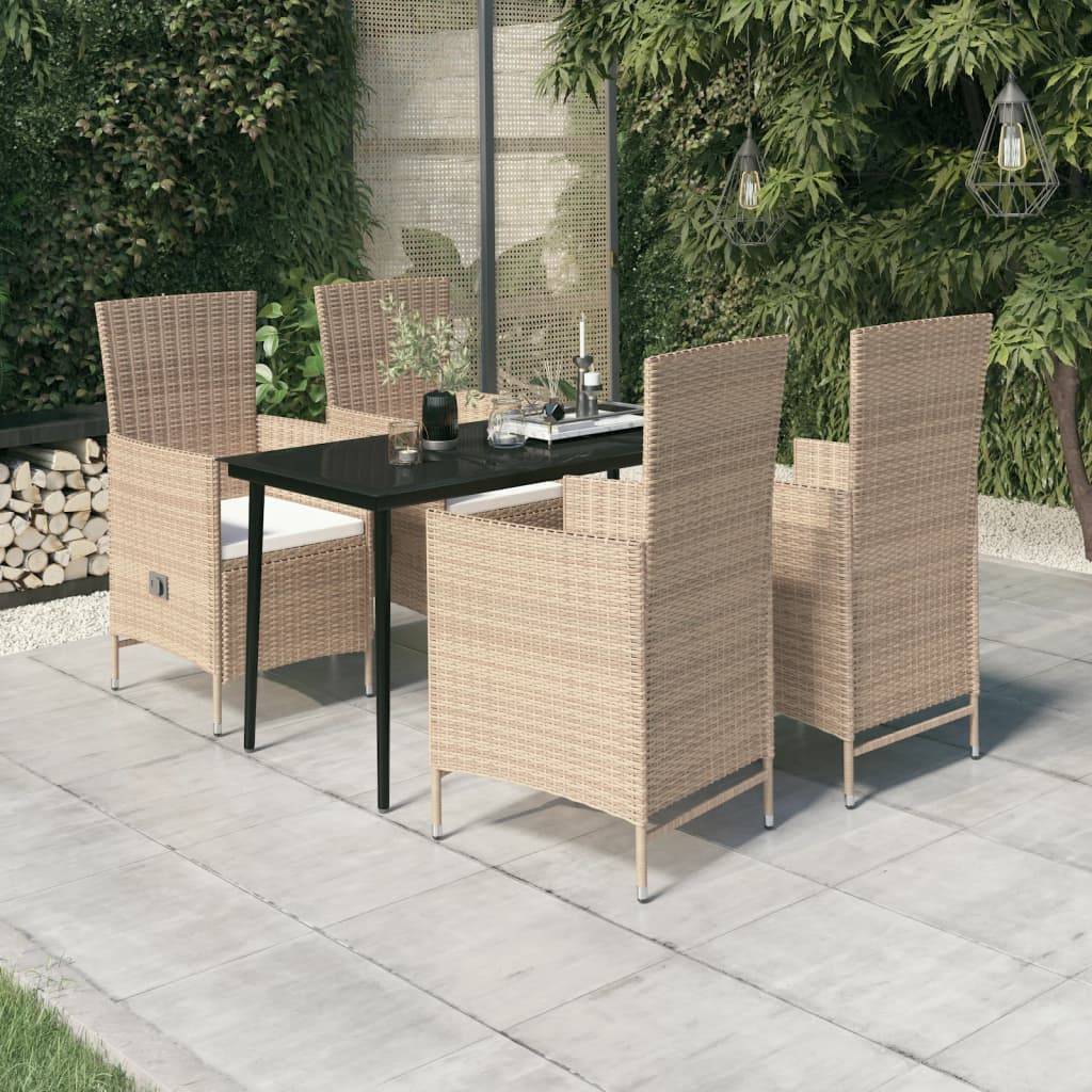 vidaXL 5-tlg. Garten-Essgruppe mit Kissen Beige