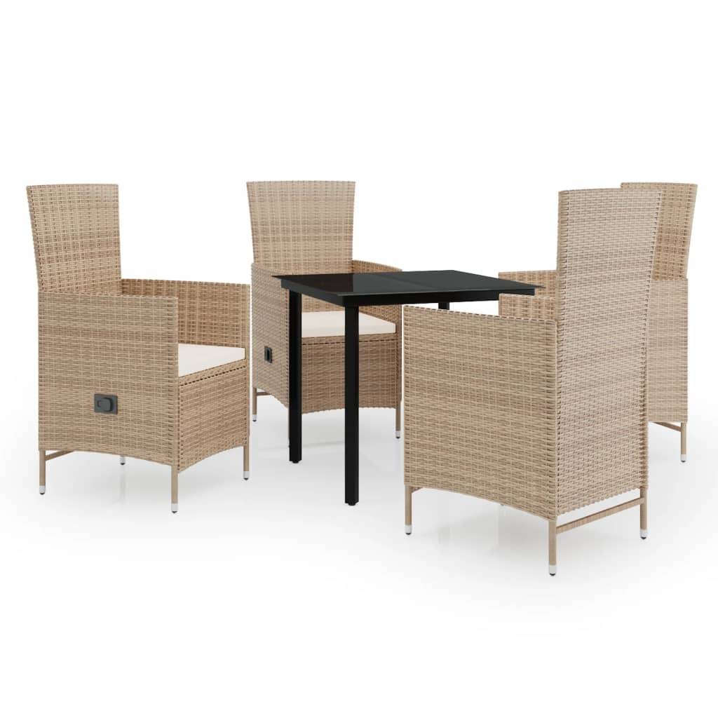 vidaXL 5-tlg. Garten-Essgruppe mit Kissen Beige
