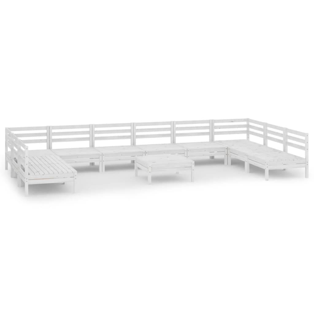 vidaXL 11-tlg. Garten-Lounge-Set Weiß Massivholz Kiefer