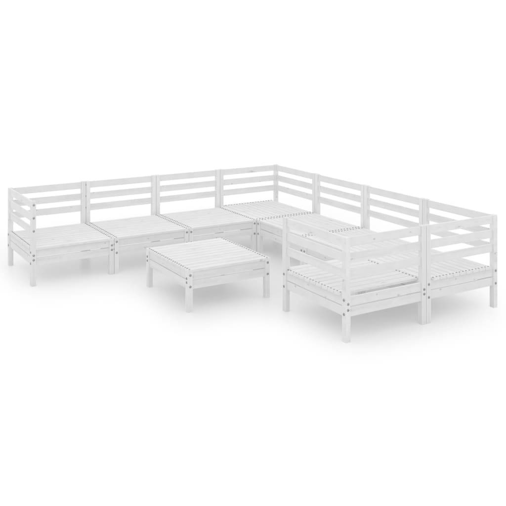 vidaXL 9-tlg. Garten-Lounge-Set Weiß Massivholz Kiefer
