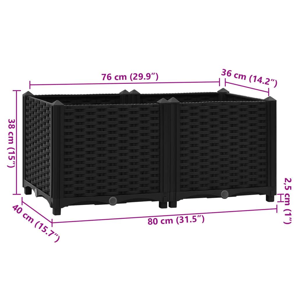 vidaXL Hochbeet 80x40x38 cm Polypropylen