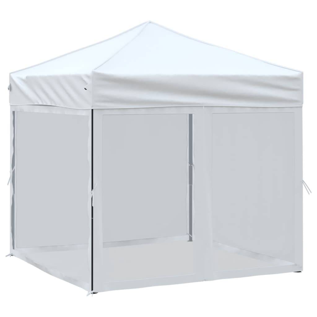 vidaXL Partyzelt Faltbar mit Seitenwänden Weiß 2x2 m