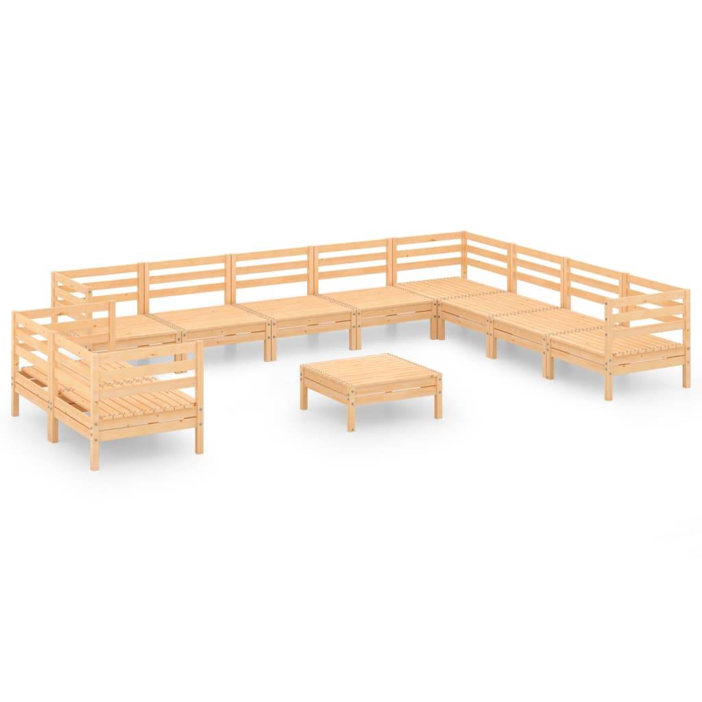 vidaXL 11-tlg. Garten-Lounge-Set Massivholz Kiefer