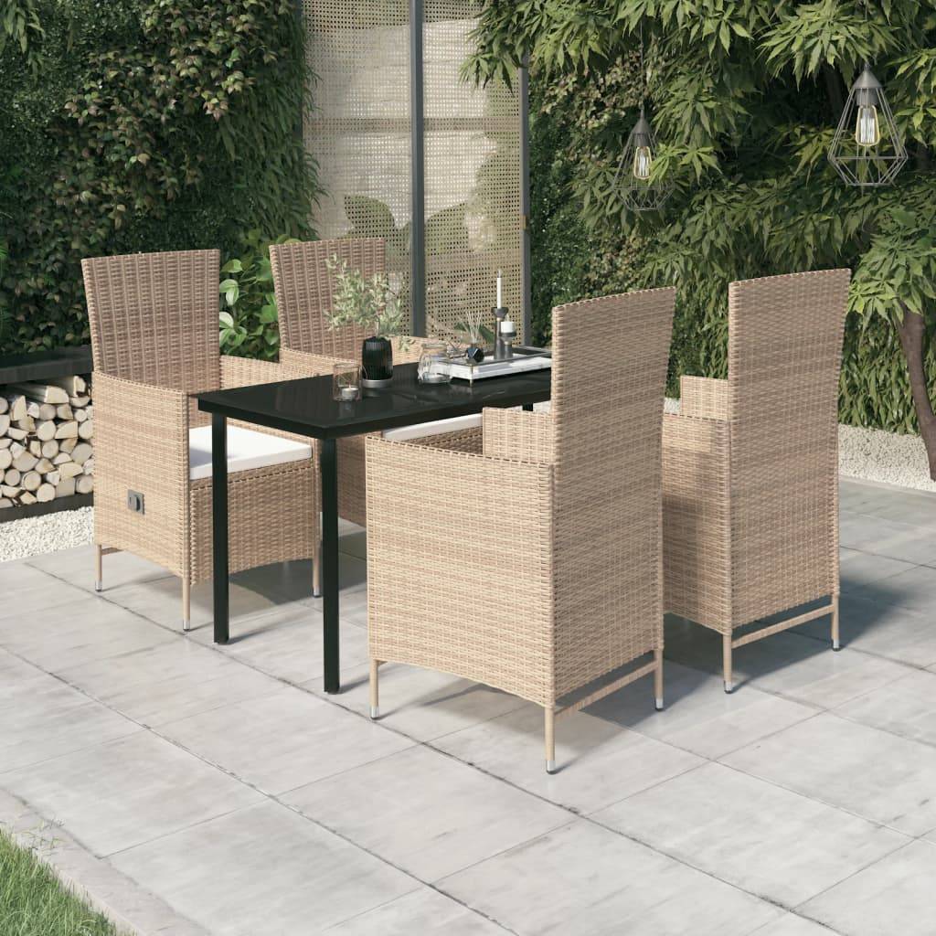 vidaXL 5-tlg. Garten-Essgruppe mit Kissen Beige