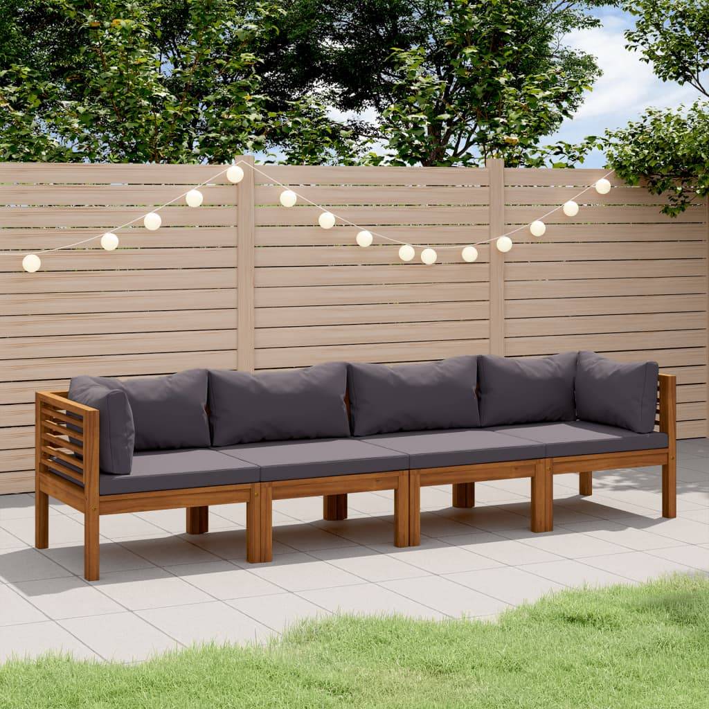 vidaXL 4-Sitzer-Gartensofa mit Kissen Massivholz Akazie