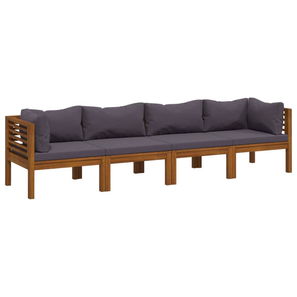 vidaXL 4-Sitzer-Gartensofa mit Kissen Massivholz Akazie