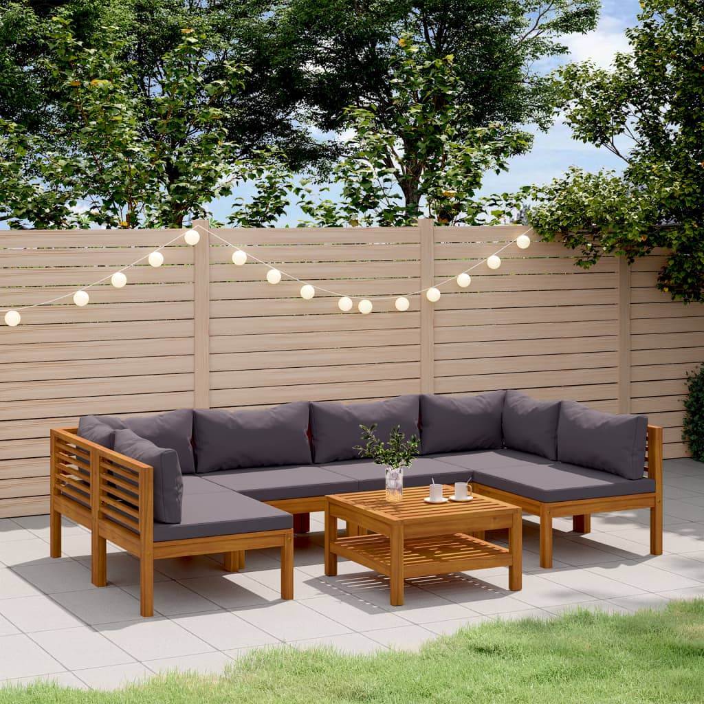 vidaXL 7-tlg. Garten-Lounge-Set mit Auflage Massivholz Akazie