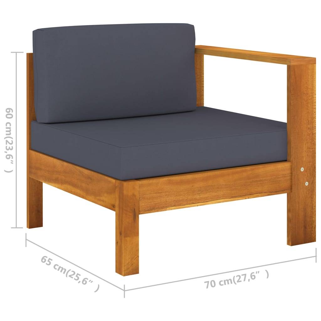 vidaXL 10-tlg. Garten-Lounge-Set mit Dunkelgrauen Auflagen Akazienholz