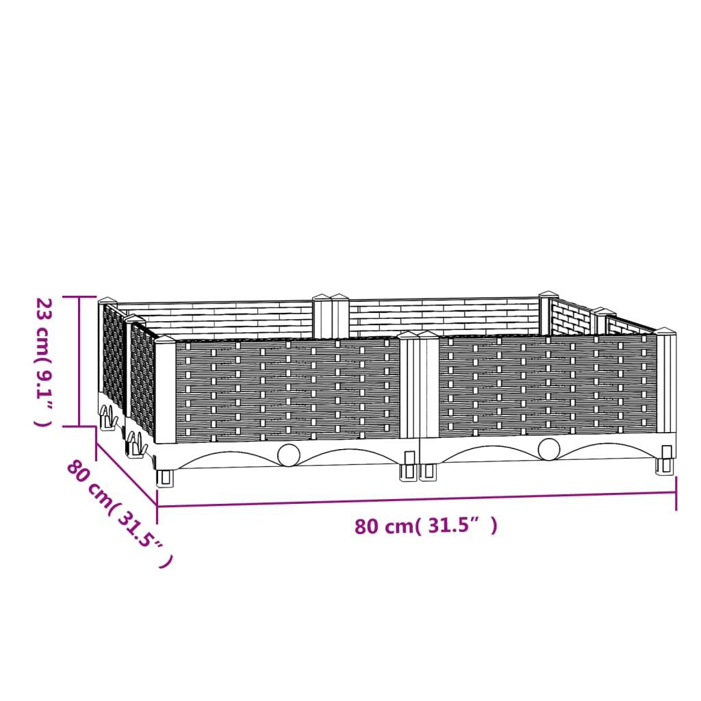 vidaXL Hochbeet 80x80x23 cm Polypropylen