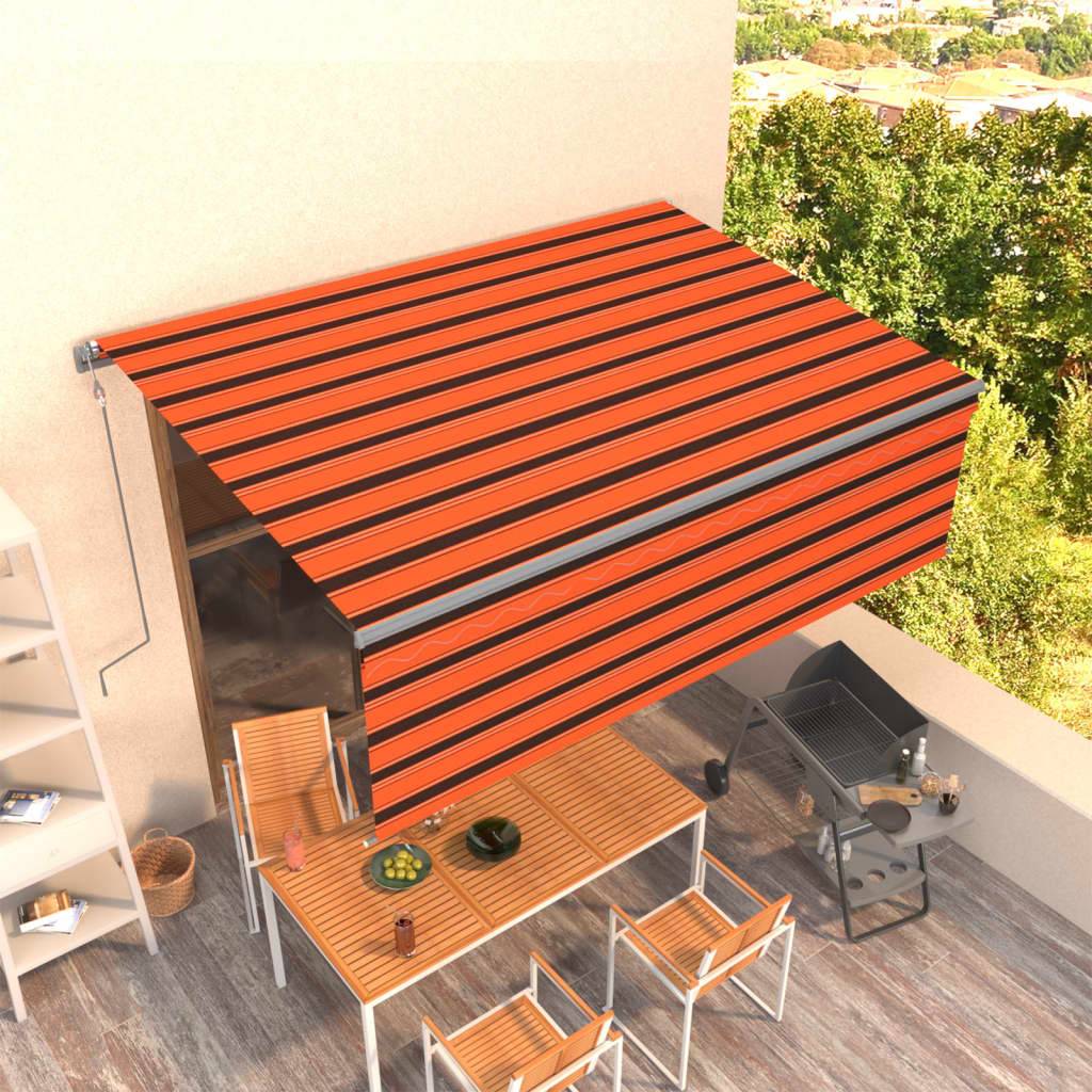 vidaXL Markise Automatisch Einziehbar mit Volant 4,5x3m Orange & Braun