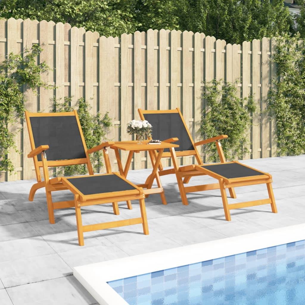 vidaXL Garten-Liegestühle 2 Stk. Massivholz Akazie und Textilene